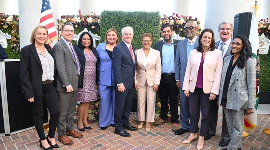  Council President Paul Krekorian hosts a reception to welcome the newly elected councilmembers. They are: Katy Young-Yaroslavsky, Hugo Soto-Martinez, Tim McOsker, Eunisses Hernandez and Traci Park. The event is at Los Angeles City Hall, Spring Street Court.  L-R: Traci Park, Bob Blumenfield, Heather Hutt, Eunisses Hernandez, Paul Krekorian, Karen Bass, Hugo Soto-Martinez, Curren Price Jr., Katy Yaroslavsky, Tim McOsker, Nithya Raman
